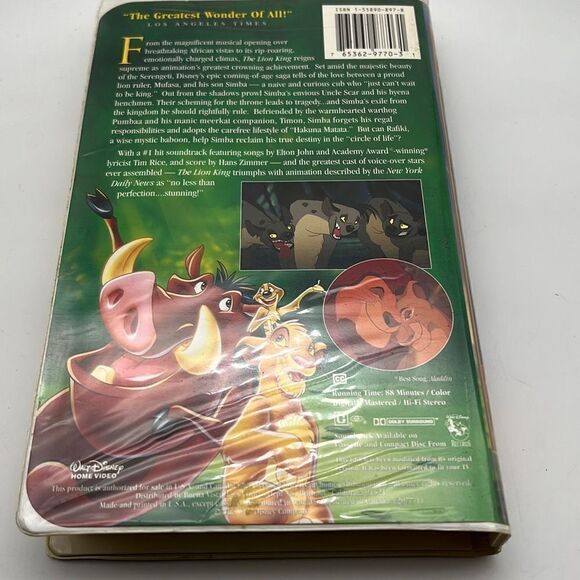 The Lion King (VHS, 1995) Masterpiece Collection - Picture 2 of 3